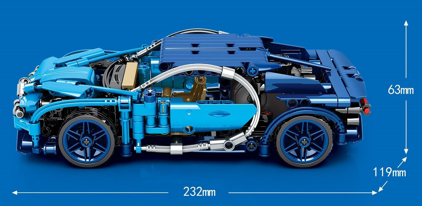 Pullback Bugatti Chiron - 469 pieces (23cm Long)
