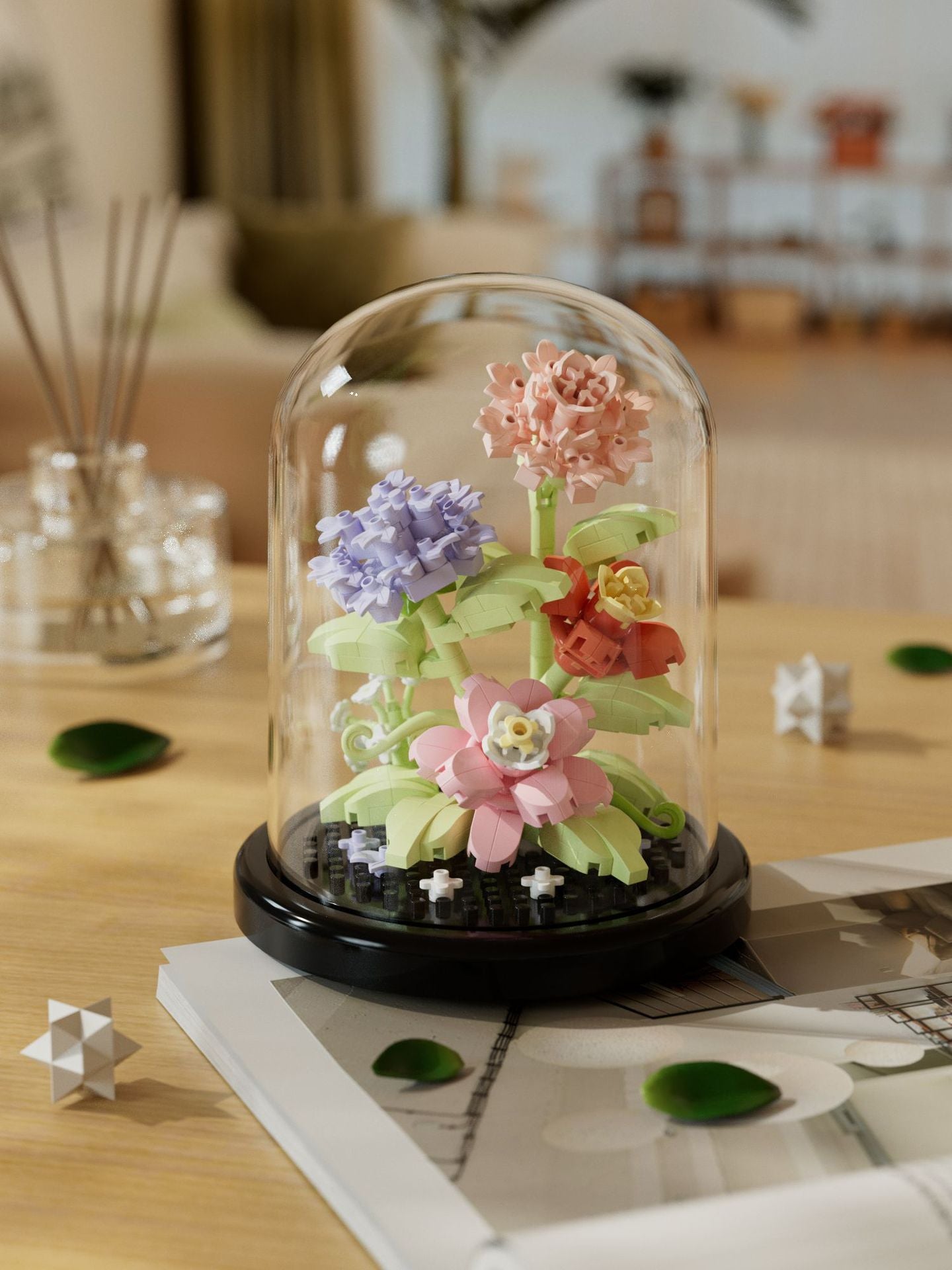 Spring Blossoms in Dome - 302 (Micro) pieces (10.5cm Tall)