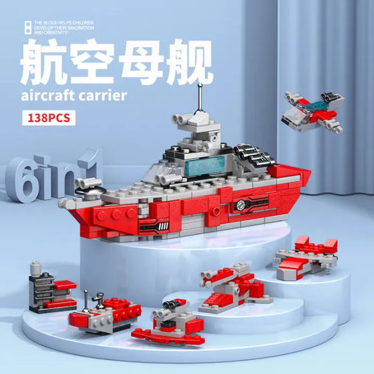 6-in-1 Warship Set - 138 pieces (12cm Long)