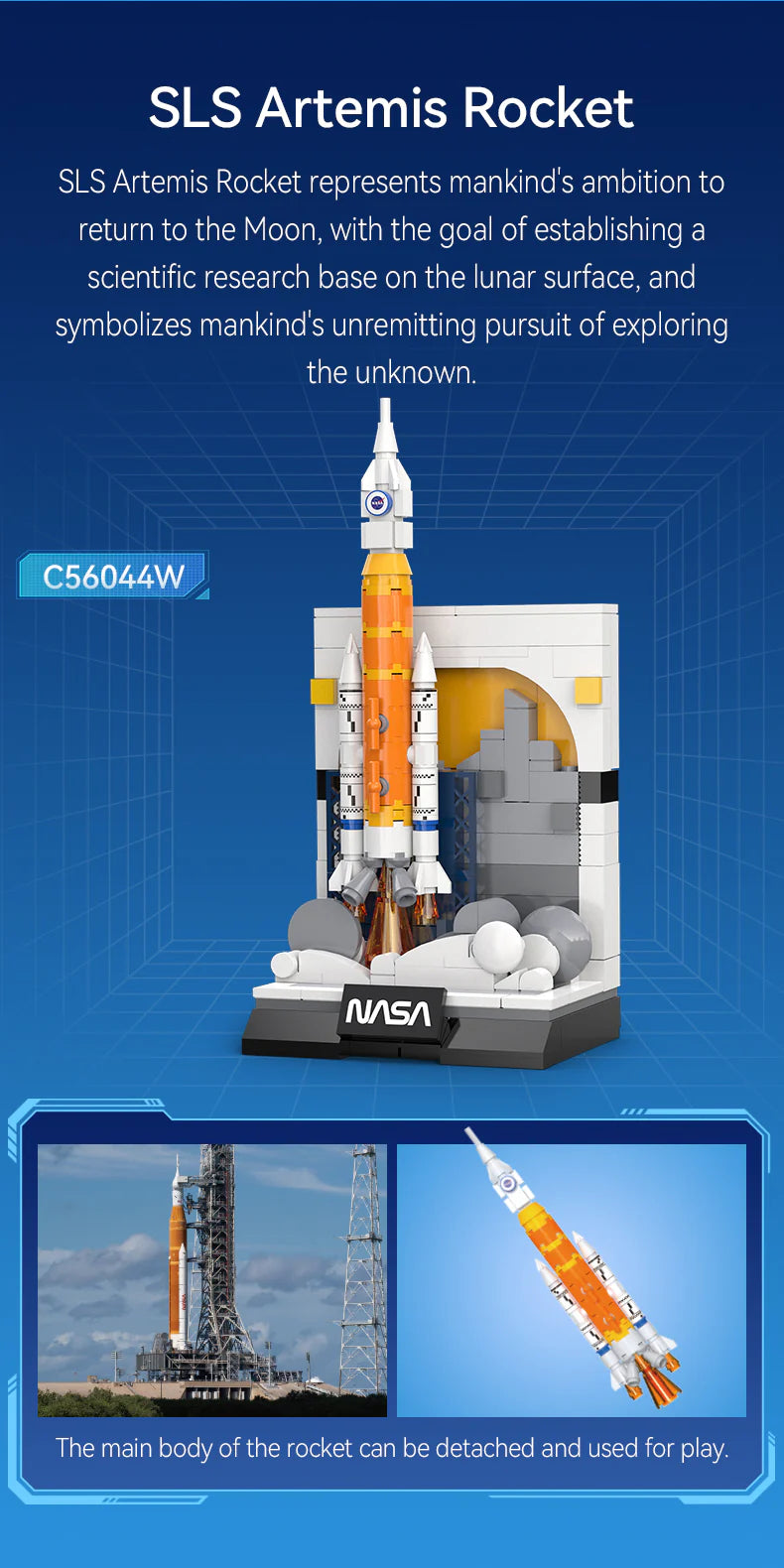SLS Artemis Rocket - 197 pieces (20cm Tall)