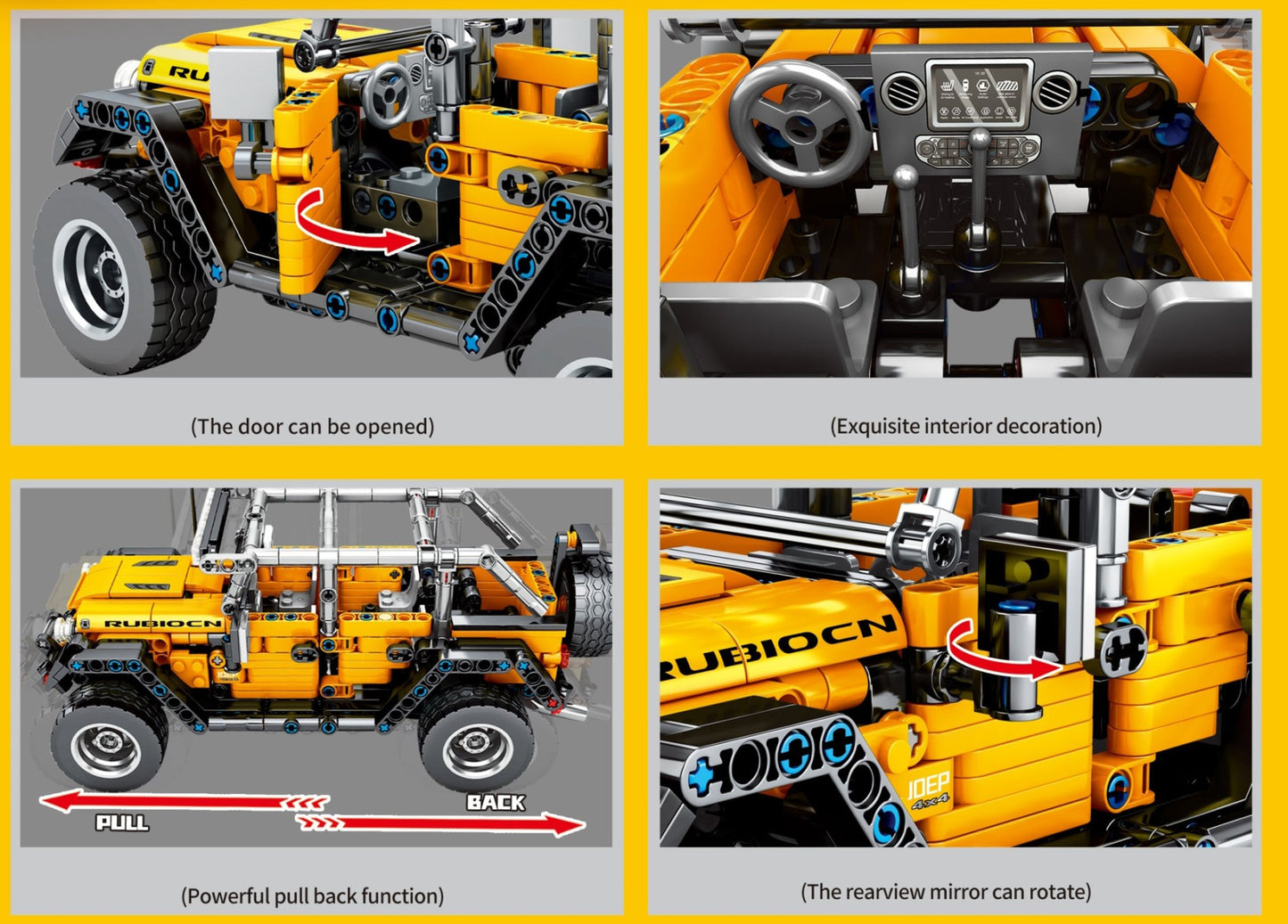 Pullback Jeep Wrangler Rubicon - 601 pieces (26cm Long)