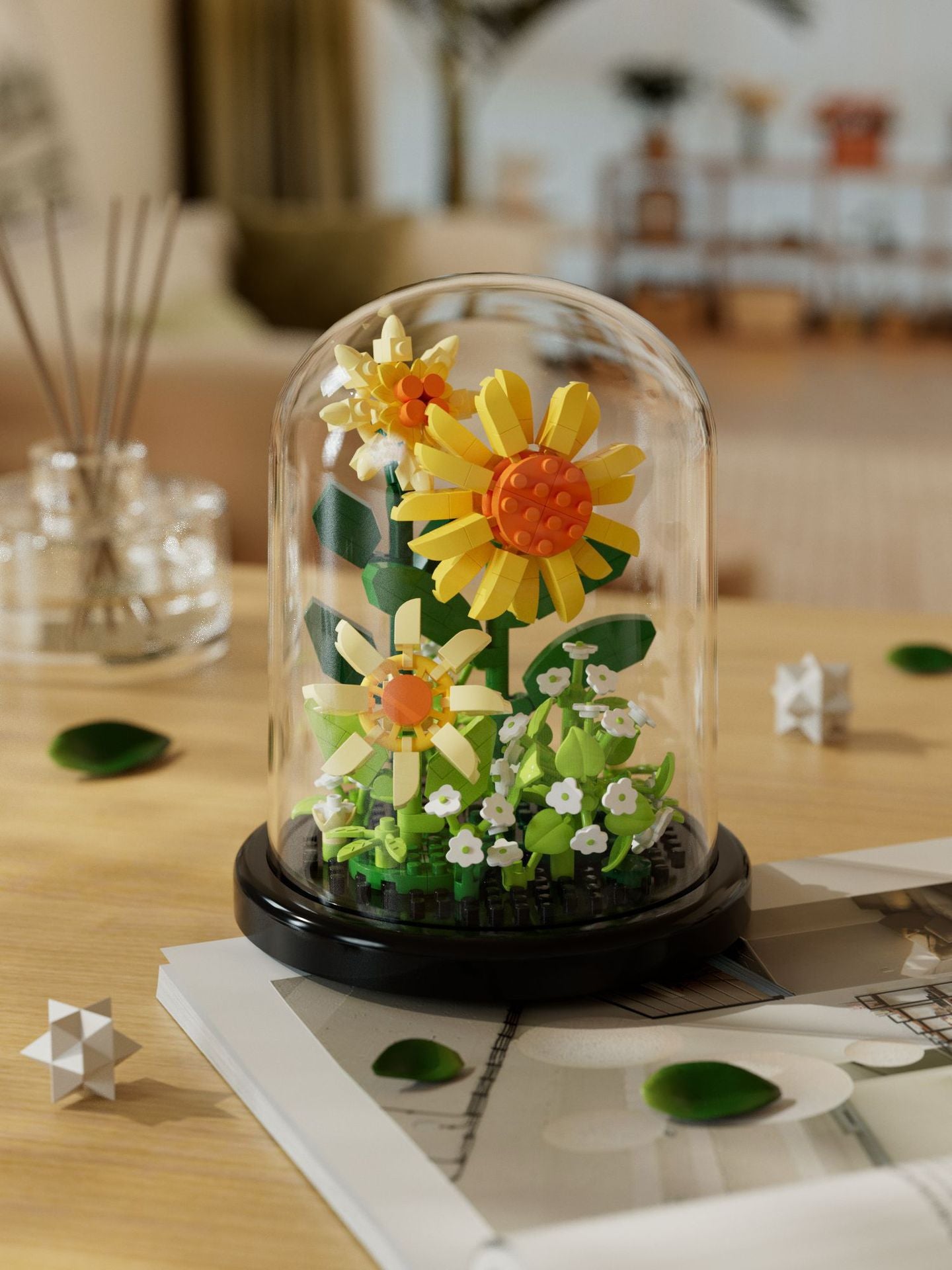 Sunflower in Dome - 310 (Micro) pieces (10.5cm Tall)
